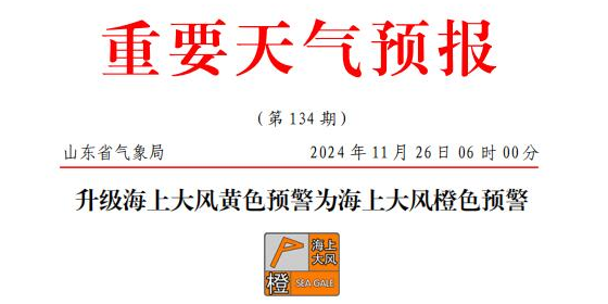 山东海上大风橙色预警，部门港口或暂停作业